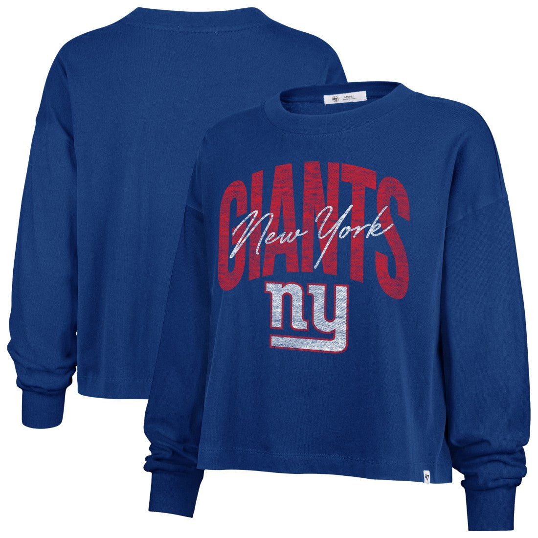New York Giants '47 Women's Muse Sydney Long Sleeve Cropped T-Shirt Royal