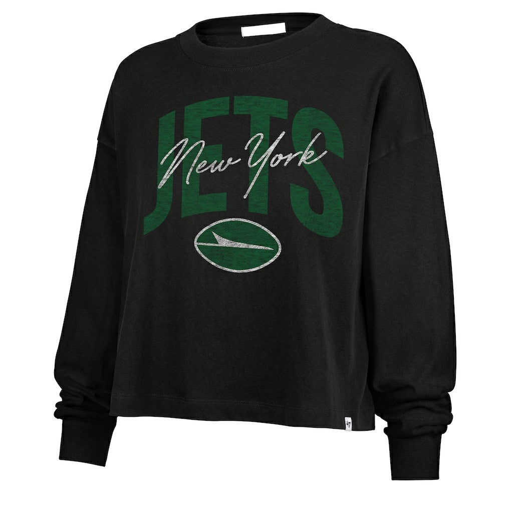 New York Jets '47 Women's Muse Sydney Long Sleeve Cropped T-Shirt Black