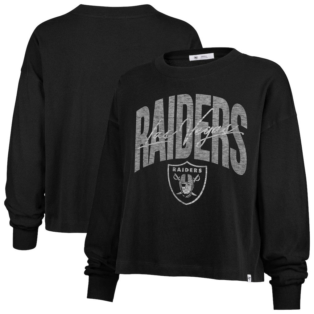 Las Vegas Raiders '47 Women's Muse Sydney Long Sleeve Cropped T-Shirt Black