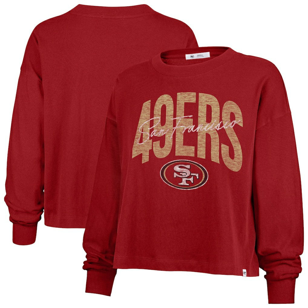 San Francisco 49ers '47 Women's Muse Sydney Long Sleeve Cropped T-Shirt Scarlet