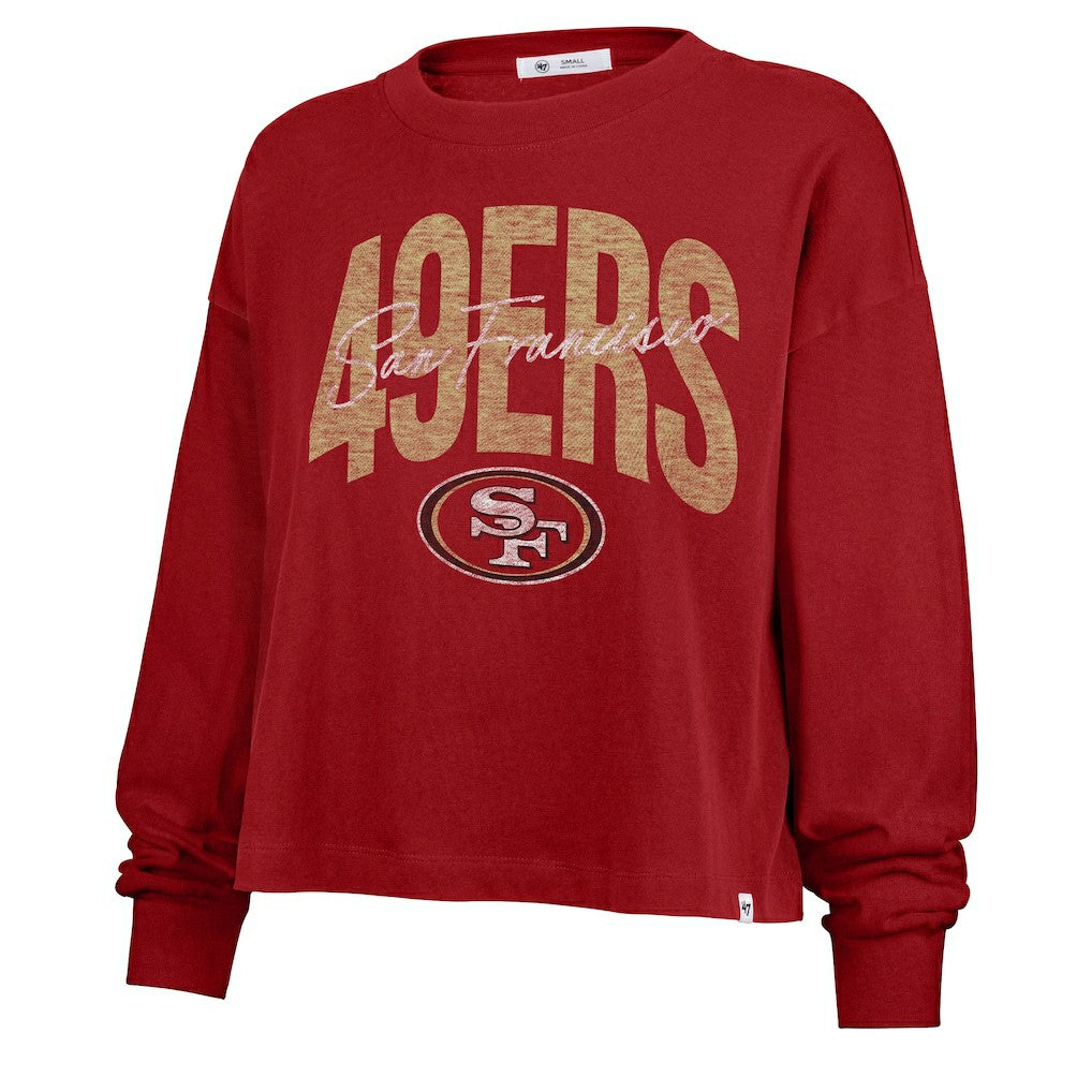San Francisco 49ers '47 Women's Muse Sydney Long Sleeve Cropped T-Shirt Scarlet