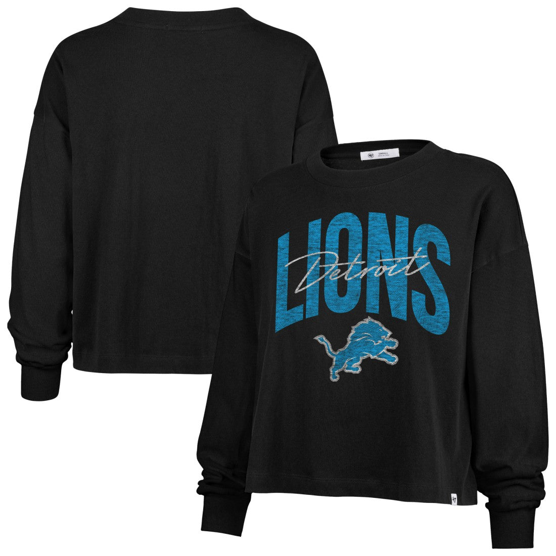 Detroit Lions '47 Women's Muse Sydney Long Sleeve Cropped T-Shirt Black