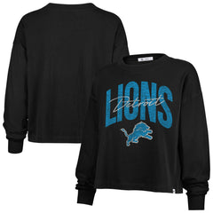 Detroit Lions '47 Women's Muse Sydney Long Sleeve Cropped T-Shirt Black