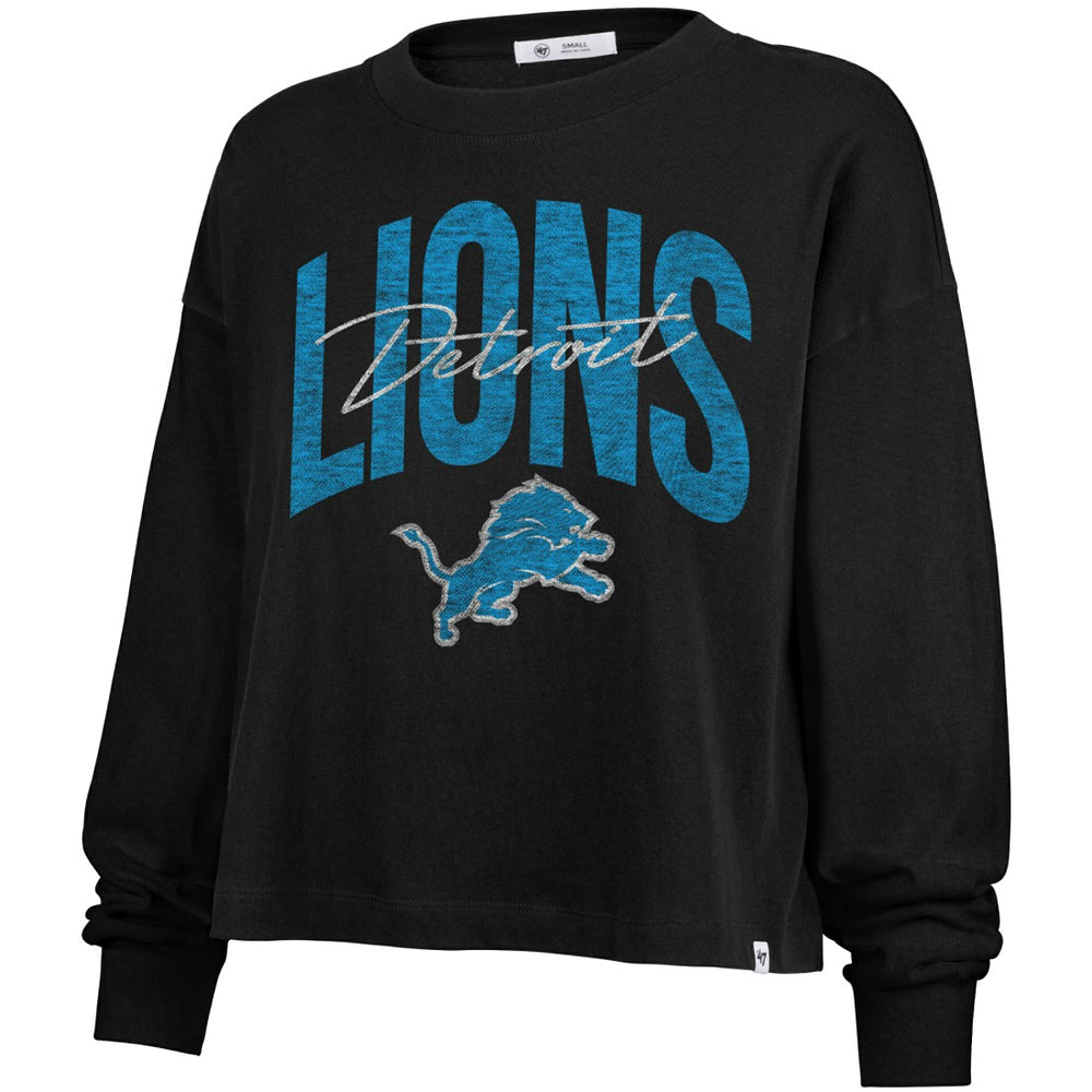 Detroit Lions '47 Women's Muse Sydney Long Sleeve Cropped T-Shirt Black