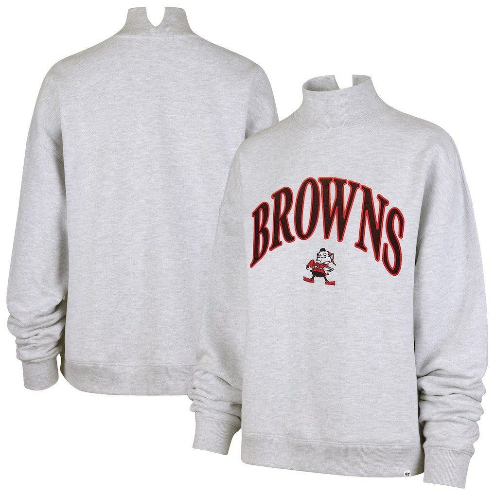 Cleveland Browns '47 Women's Vantage Mock Neck Pullover Sweatshirt Heather Gray
