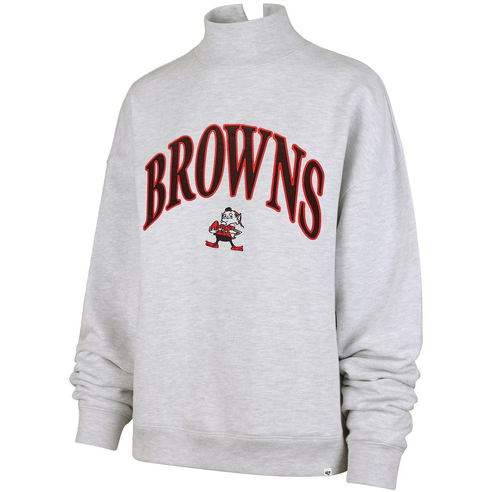 Cleveland Browns '47 Women's Vantage Mock Neck Pullover Sweatshirt Heather Gray