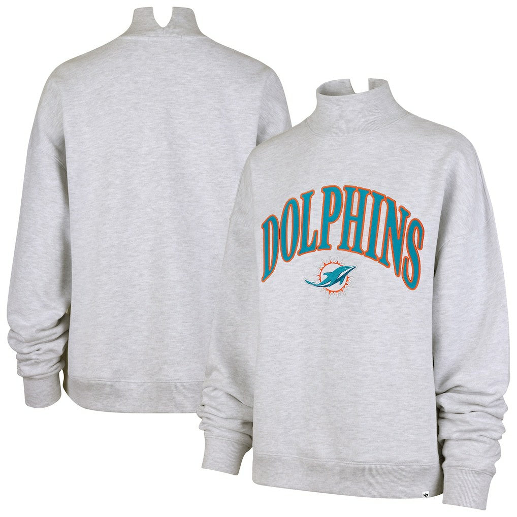 Miami Dolphins '47 Women's Vantage Mock Neck Pullover Sweatshirt Heather Gray