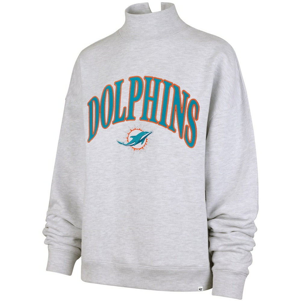 Miami Dolphins '47 Women's Vantage Mock Neck Pullover Sweatshirt Heather Gray