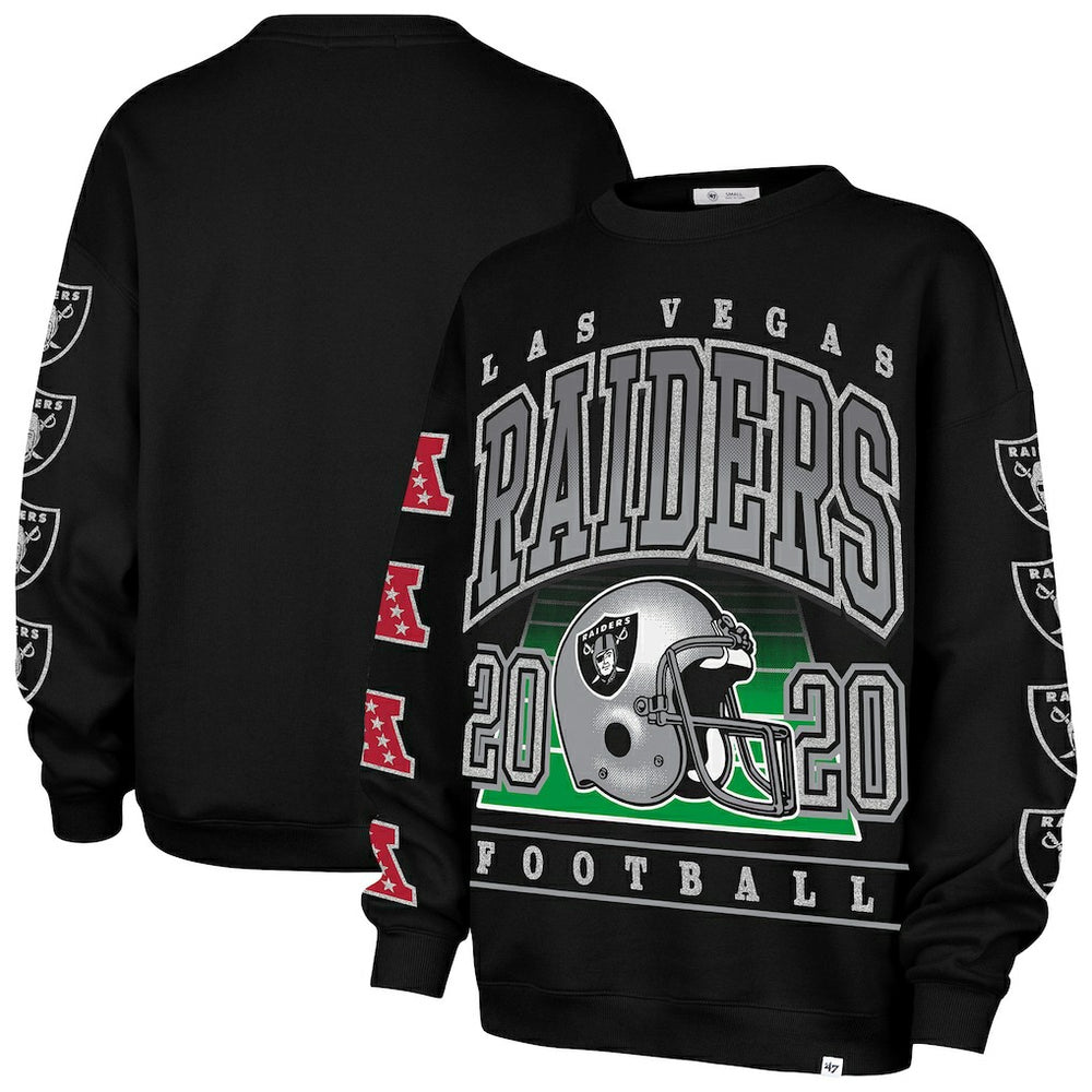 Las Vegas Raiders '47 Women's Go Big Oversized Pullover Sweatshirt Black