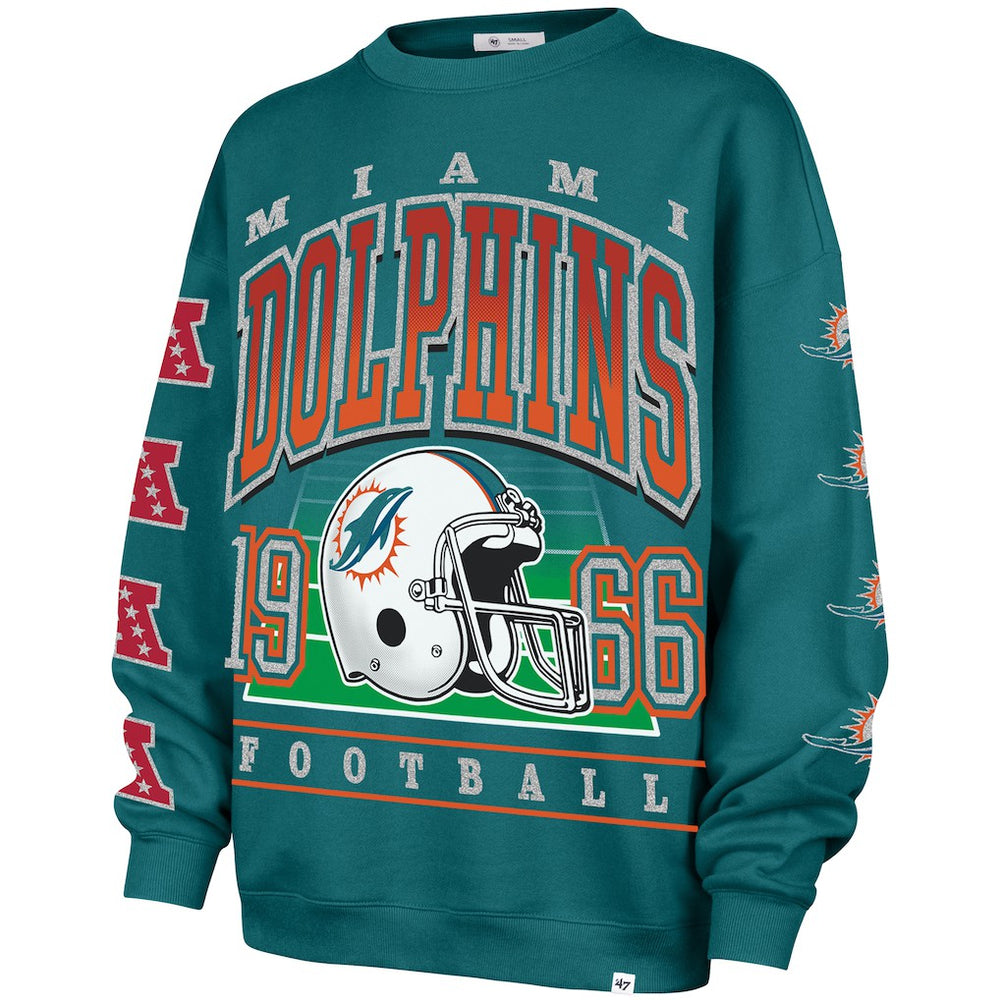 Miami Dolphins '47 Women's Go Big Oversized Pullover Sweatshirt Aqua