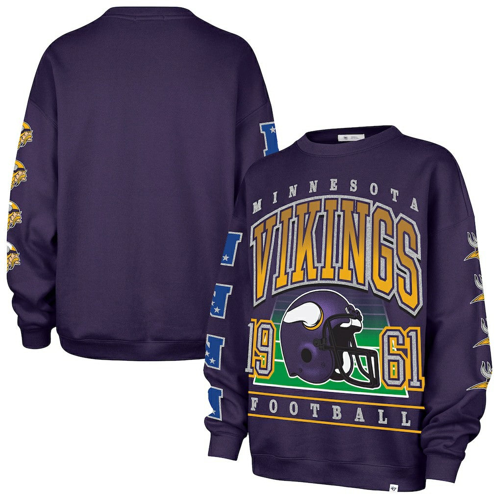 Minnesota Vikings '47 Women's Go Big Oversized Pullover Sweatshirt Purple