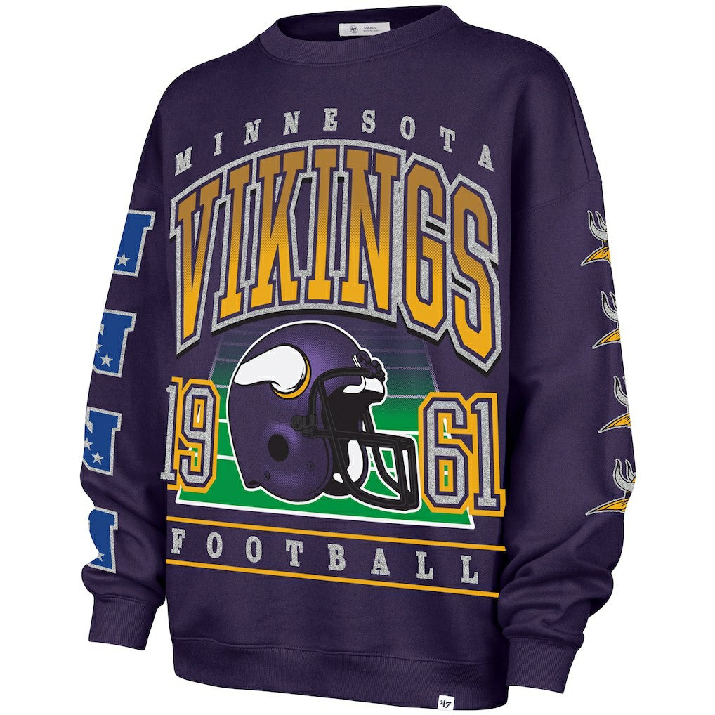 Minnesota Vikings '47 Women's Go Big Oversized Pullover Sweatshirt Purple