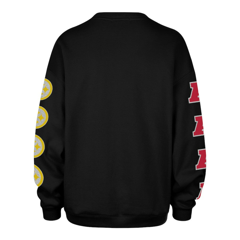 Pittsburgh Steelers '47 Women's Go Big Oversized Pullover Sweatshirt Black