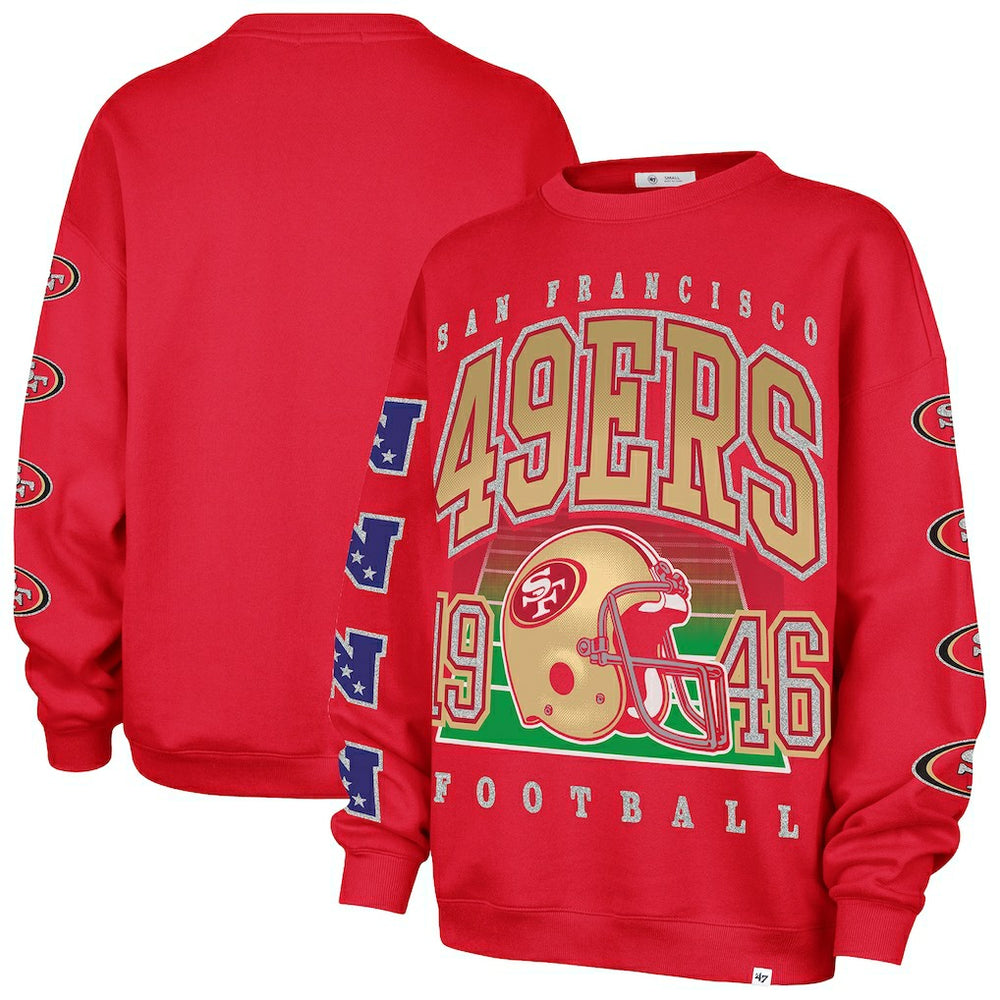 San Francisco 49ers '47 Women's Go Big Oversized Pullover Sweatshirt Scarlet