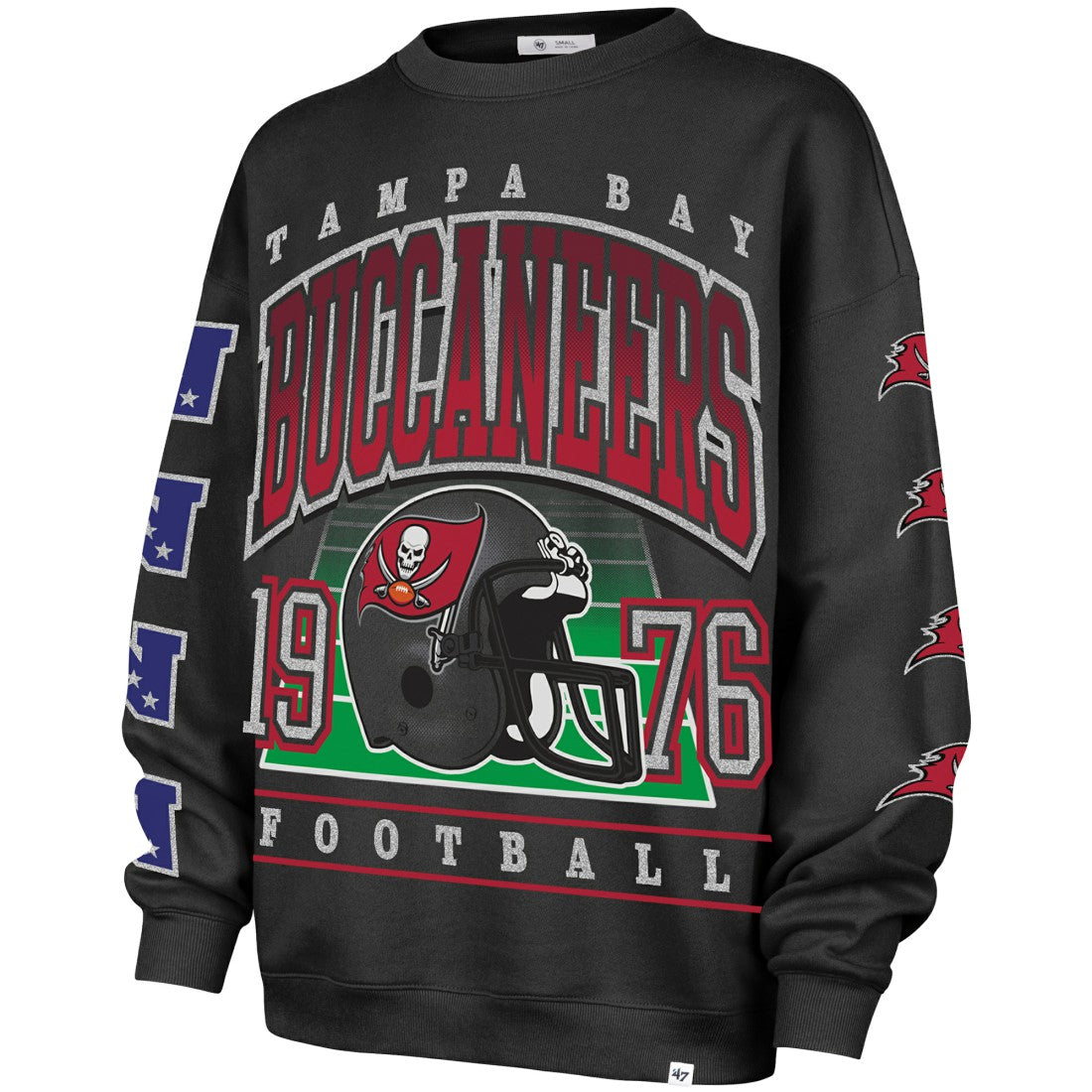 Tampa Bay Buccaneers '47 Women's Go Big Oversized Pullover Sweatshirt Charcoal