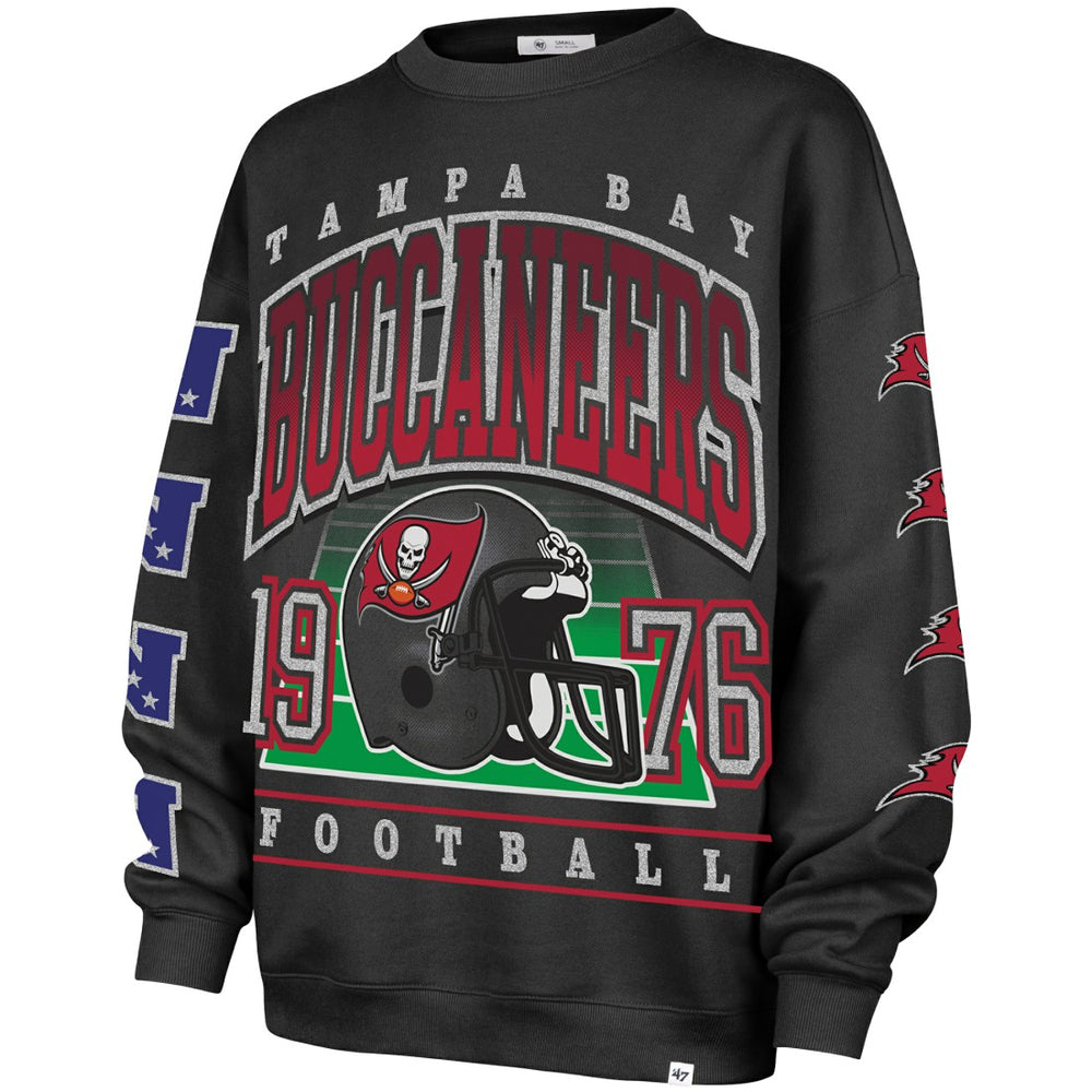 Tampa Bay Buccaneers '47 Women's Go Big Oversized Pullover Sweatshirt Charcoal