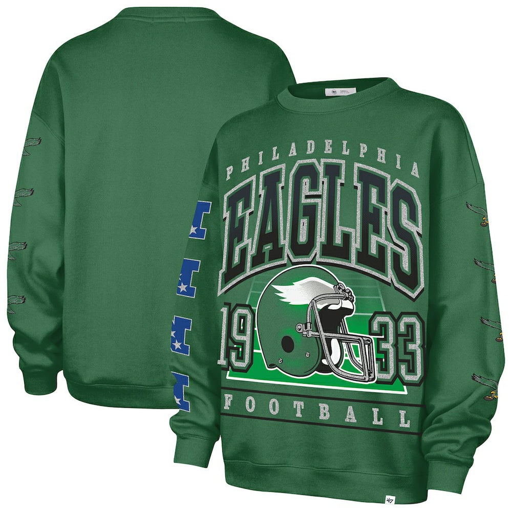 Philadelphia Eagles '47 Women's Go Big Oversized Pullover Sweatshirt Kelly Green