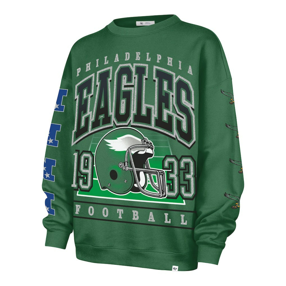 Philadelphia Eagles '47 Women's Go Big Oversized Pullover Sweatshirt Kelly Green