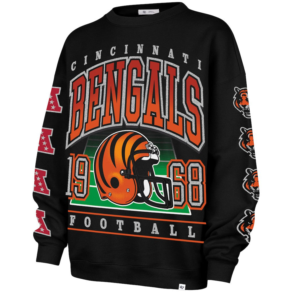 Cincinnati Bengals '47 Women's Go Big Oversized Pullover Sweatshirt Black