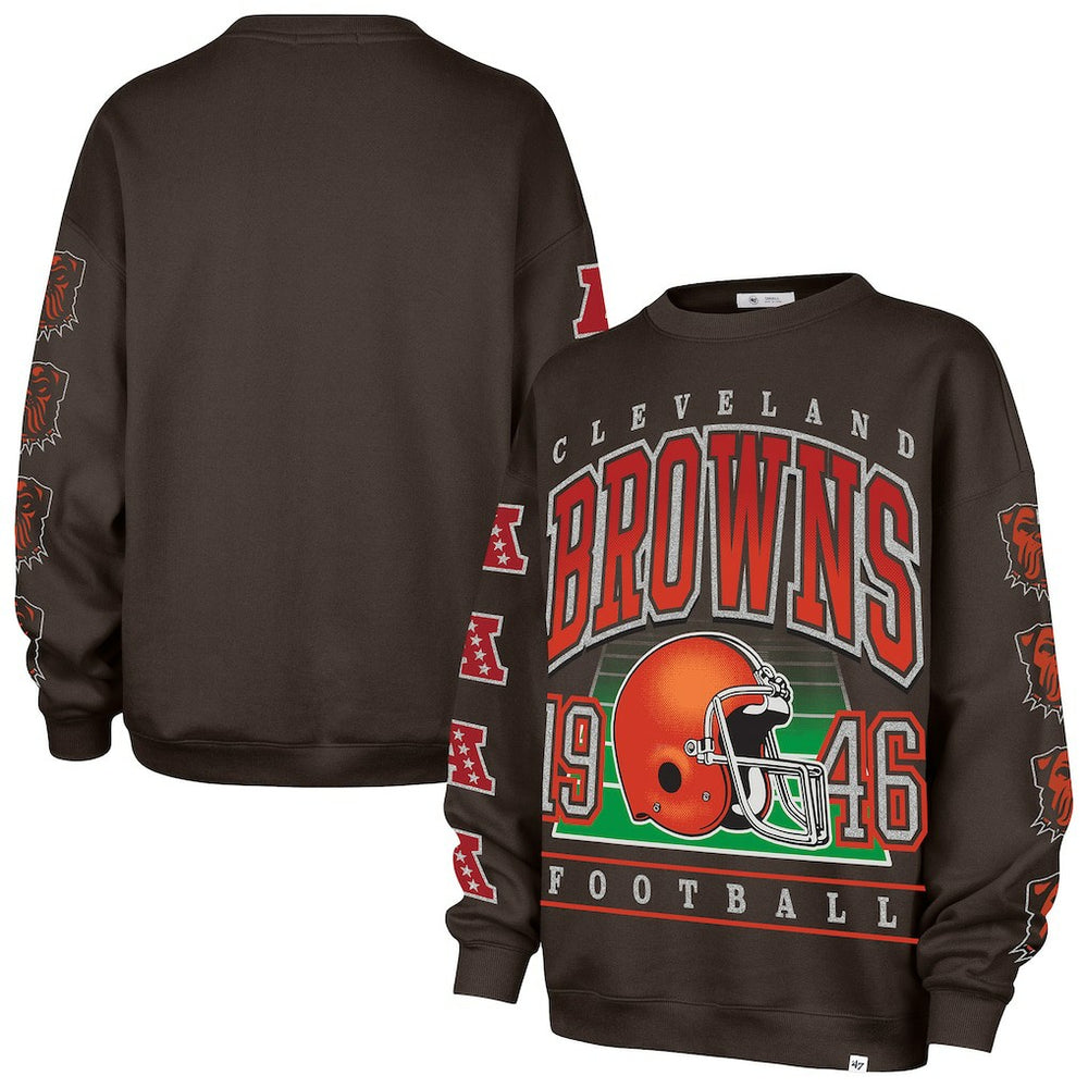 Cleveland Browns '47 Women's Go Big Oversized Pullover Sweatshirt Brown
