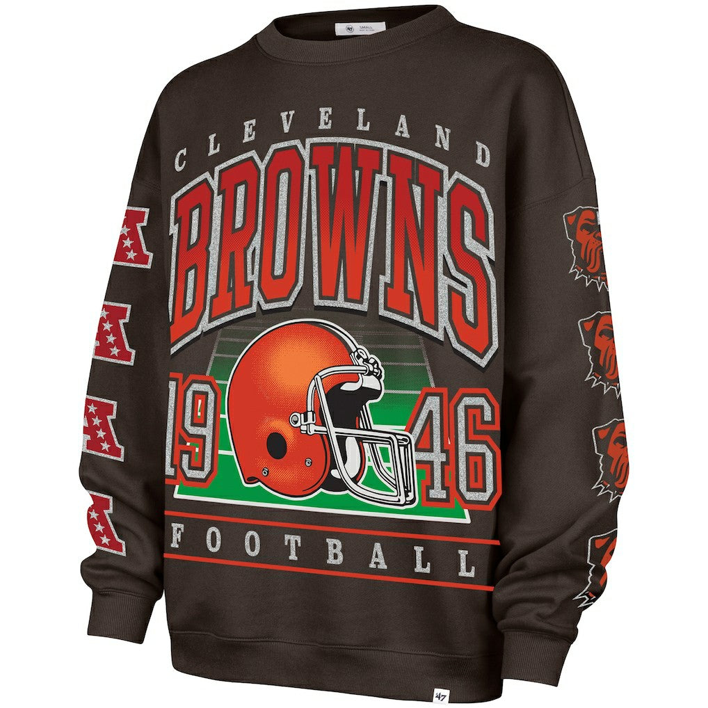 Cleveland Browns '47 Women's Go Big Oversized Pullover Sweatshirt Brown