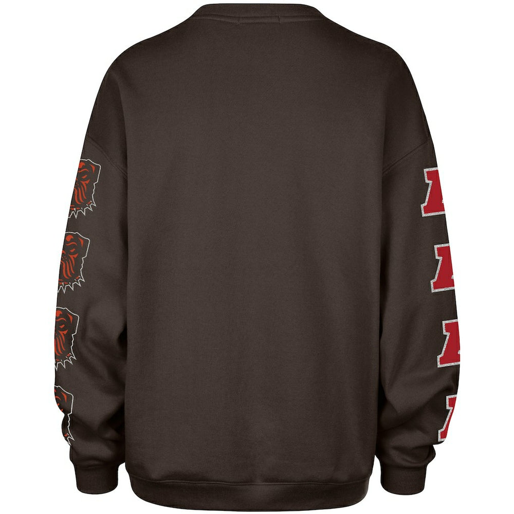 Cleveland Browns '47 Women's Go Big Oversized Pullover Sweatshirt Brown