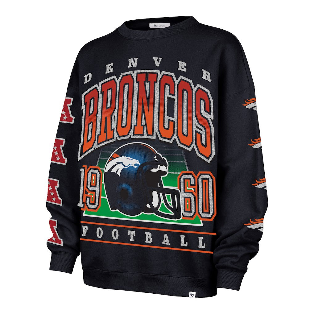 Denver Broncos '47 Women's Go Big Oversized Pullover Sweatshirt Navy