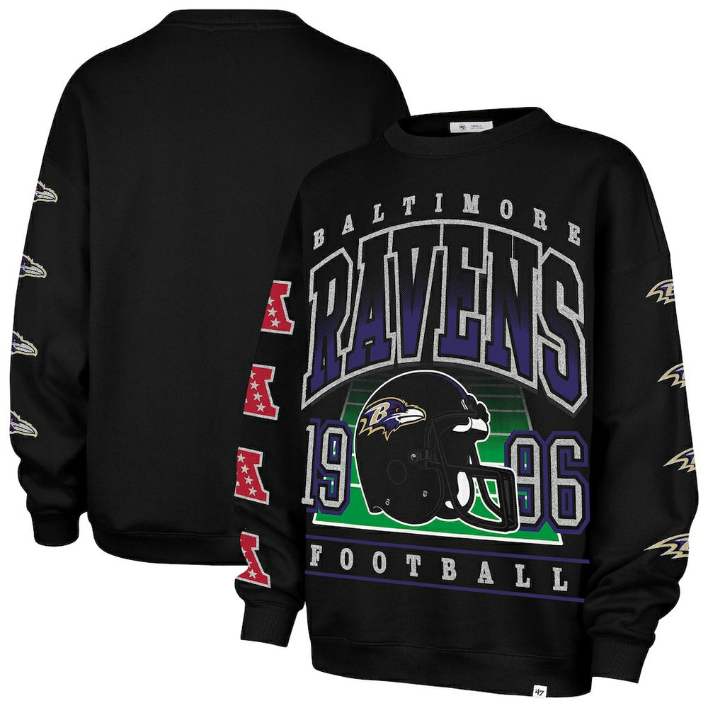 Baltimore Ravens '47 Women's Go Big Oversized Pullover Sweatshirt Black