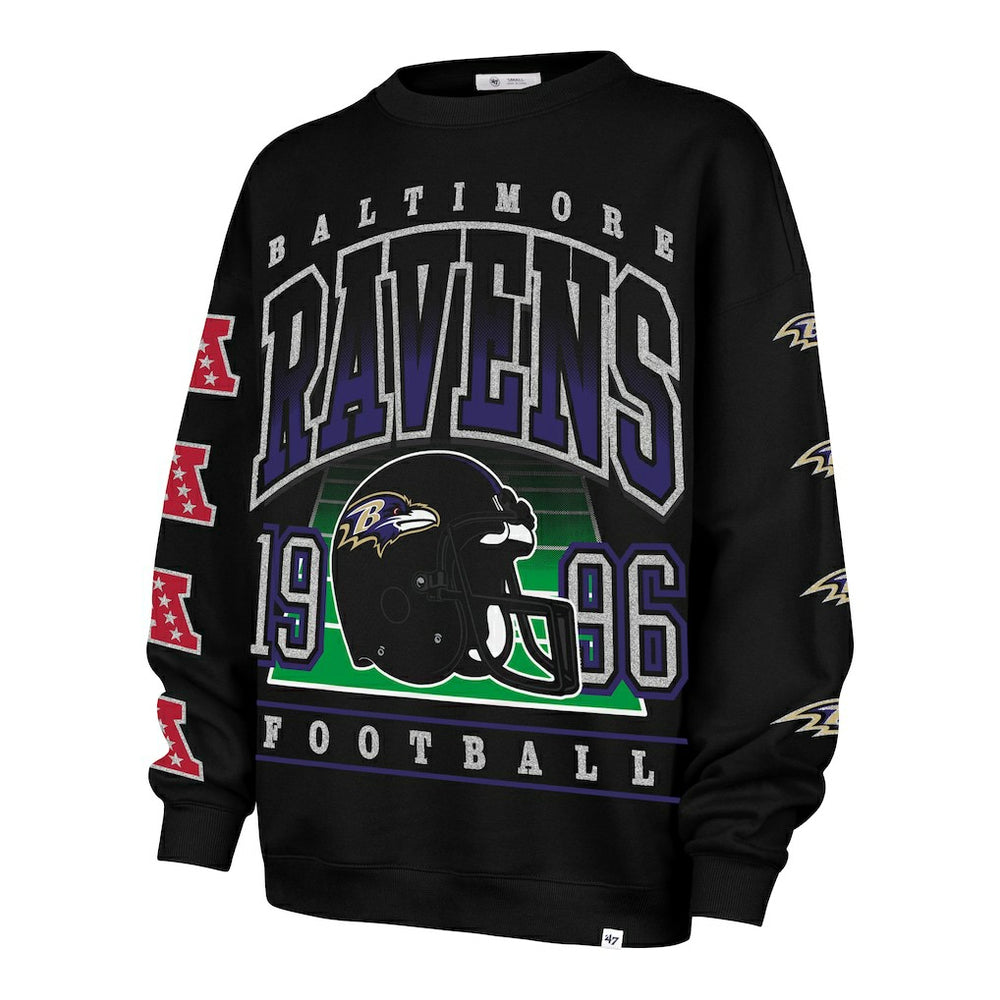 Baltimore Ravens '47 Women's Go Big Oversized Pullover Sweatshirt Black