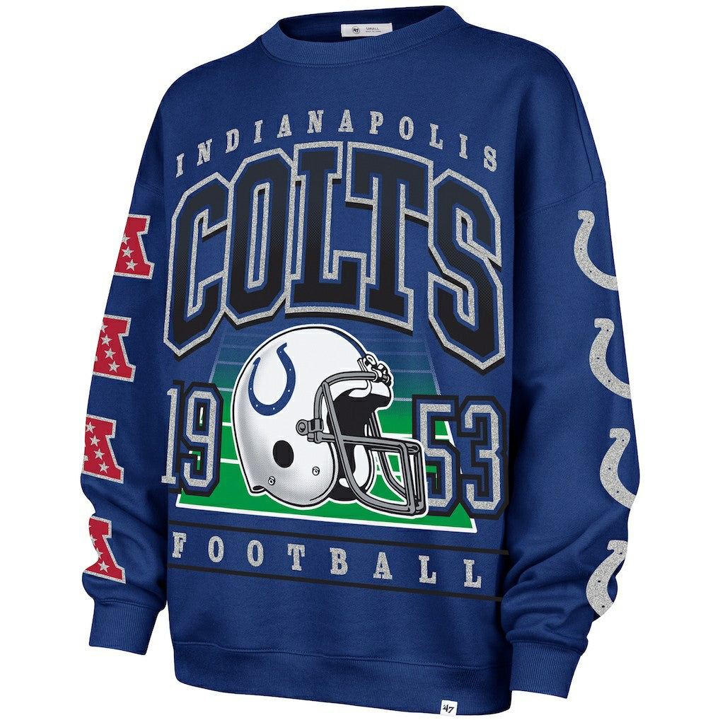 Indianapolis Colts '47 Women's Go Big Oversized Pullover Sweatshirt Royal