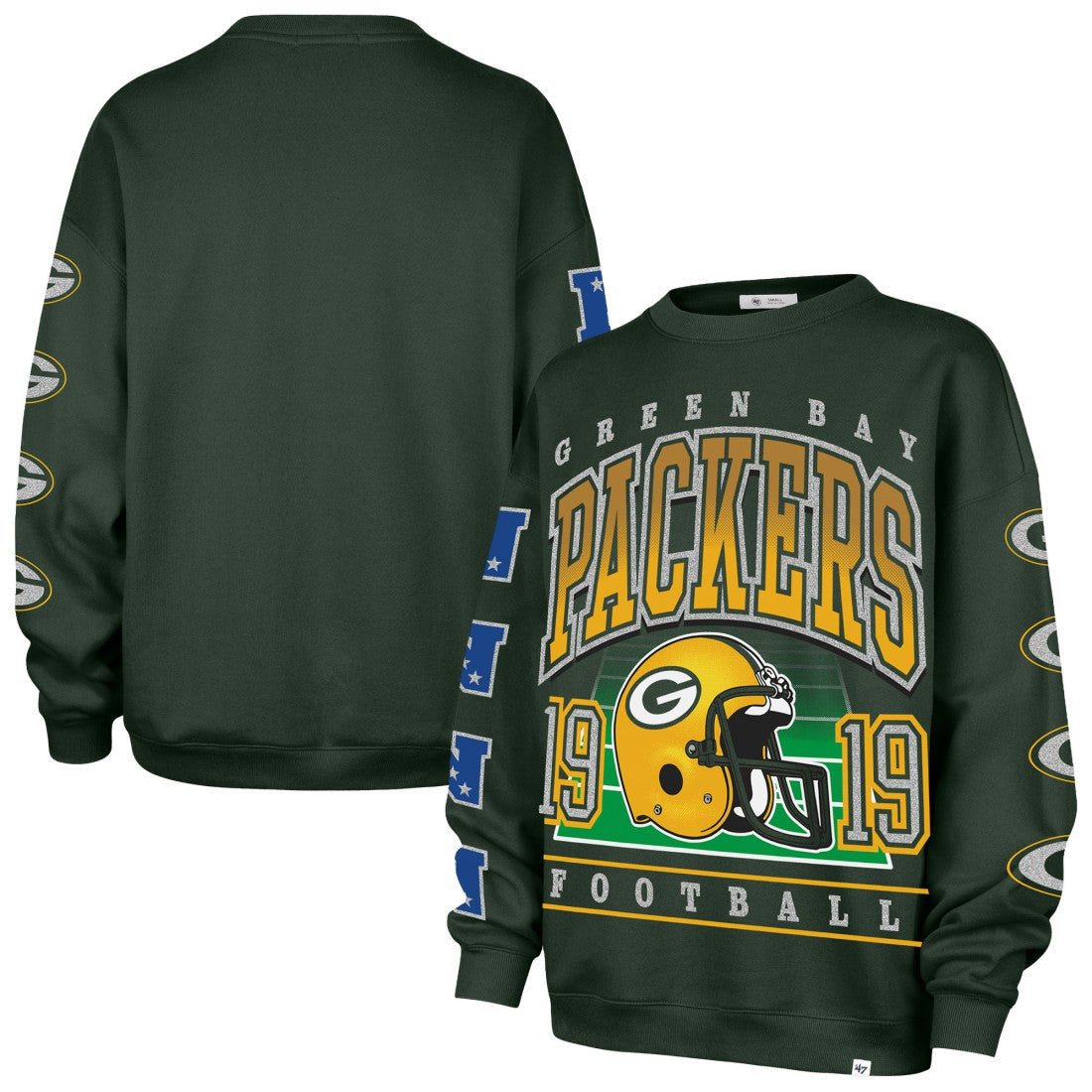 Green Bay Packers '47 Women's Go Big Oversized Pullover Sweatshirt Green