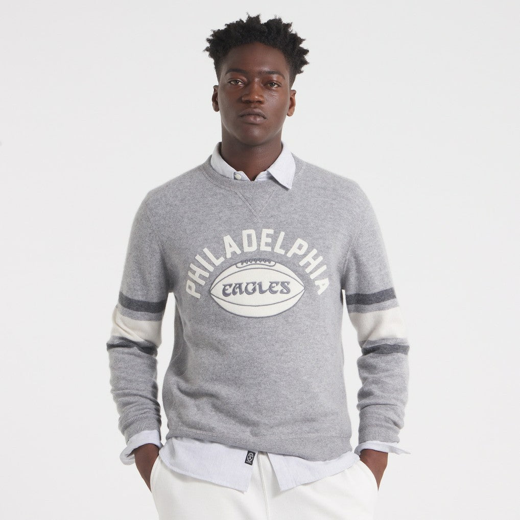 Philadelphia Eagles x Todd Snyder Cashmere Crew Sweater Heather Gray