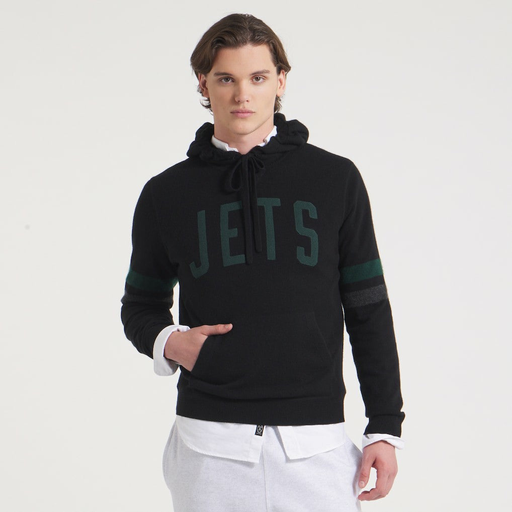 New York Jets x Todd Snyder Cashmere Hoodie Sweater Heather Black