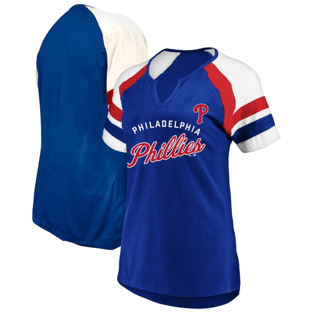 Philadelphia Phillies Profile Women's Arched Notch Neck T-Shirt - Royal T-shirts