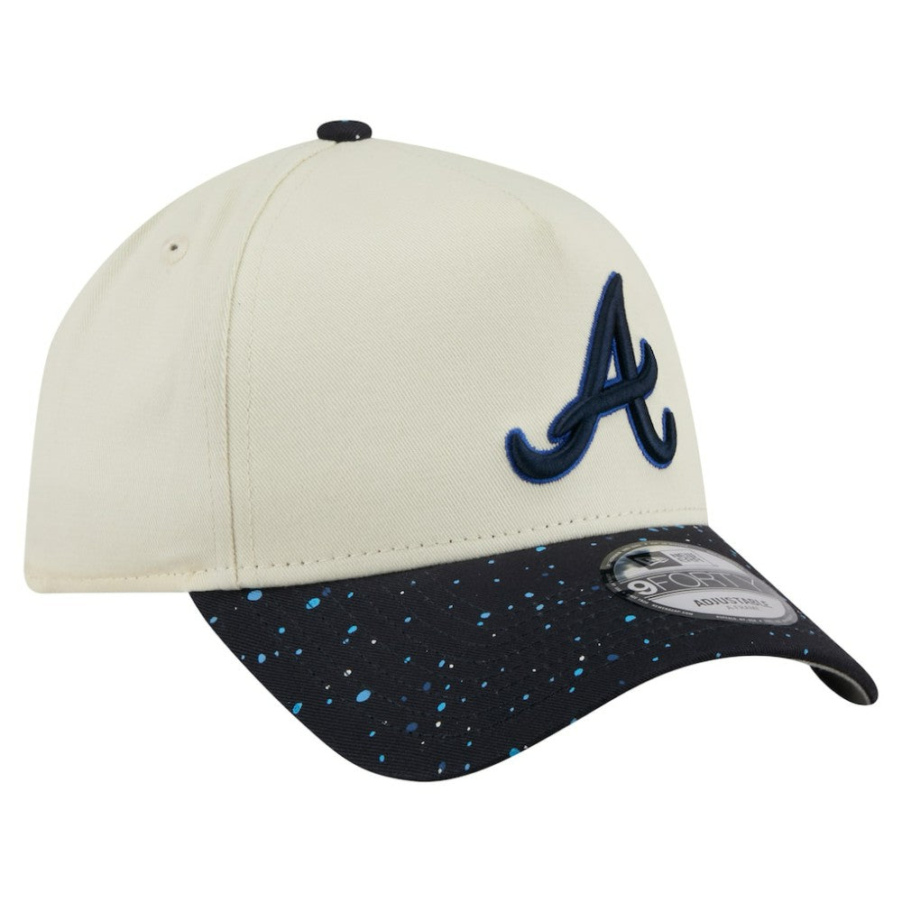 Atlanta Braves New Era Speckle A-Frame 9FORTY Adjustable Hat - Cream Hats