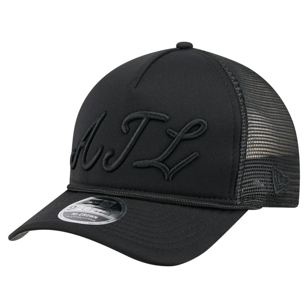 Atlanta Braves New Era City Initial 9FORTY A-Frame M-Crown Adjustable Trucker Hat - Black Hats