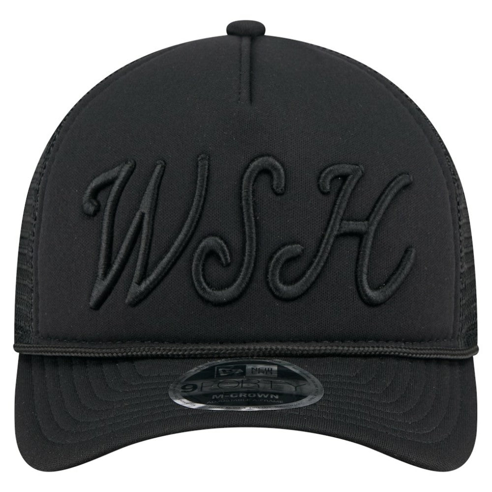 Washington Nationals New Era City Initial 9FORTY A-Frame M-Crown Adjustable Trucker Hat - Black Hats
