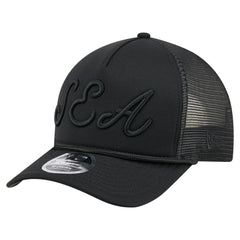 Seattle Mariners New Era City Initial 9FORTY A-Frame M-Crown Adjustable Trucker Hat - Black Hats