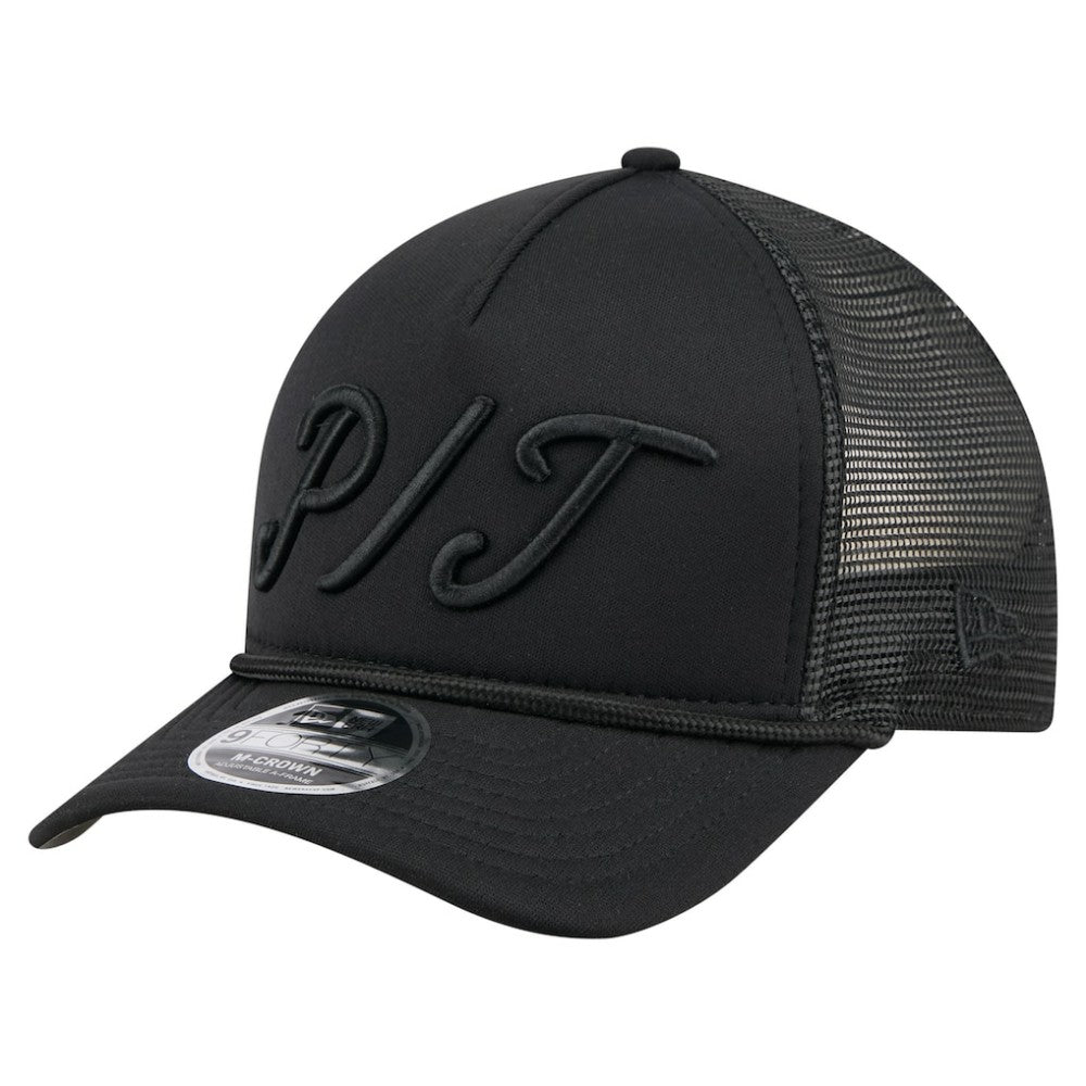 Pittsburgh Pirates New Era City Initial 9FORTY A-Frame M-Crown Adjustable Trucker Hat - Black Hats