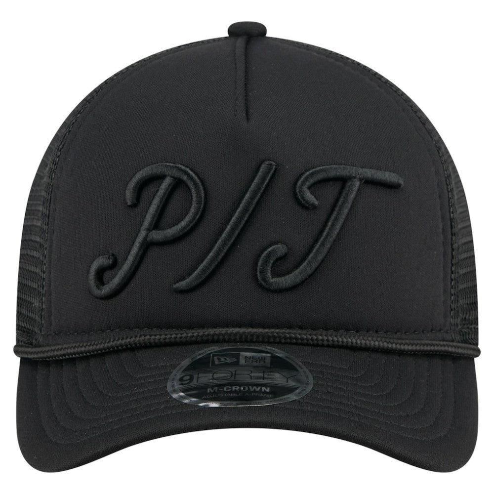 Pittsburgh Pirates New Era City Initial 9FORTY A-Frame M-Crown Adjustable Trucker Hat - Black Hats