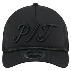 Pittsburgh Pirates New Era City Initial 9FORTY A-Frame M-Crown Adjustable Trucker Hat - Black Hats