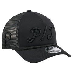 Pittsburgh Pirates New Era City Initial 9FORTY A-Frame M-Crown Adjustable Trucker Hat - Black Hats
