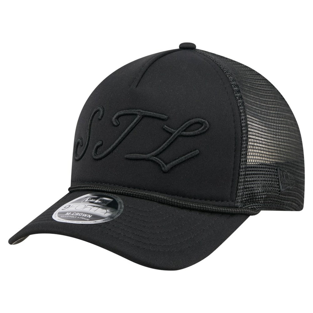 St. Louis Cardinals New Era City Initial 9FORTY A-Frame M-Crown Adjustable Trucker Hat - Black Hats