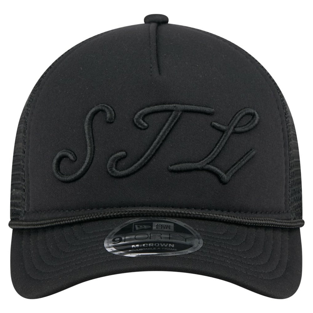 St. Louis Cardinals New Era City Initial 9FORTY A-Frame M-Crown Adjustable Trucker Hat - Black Hats