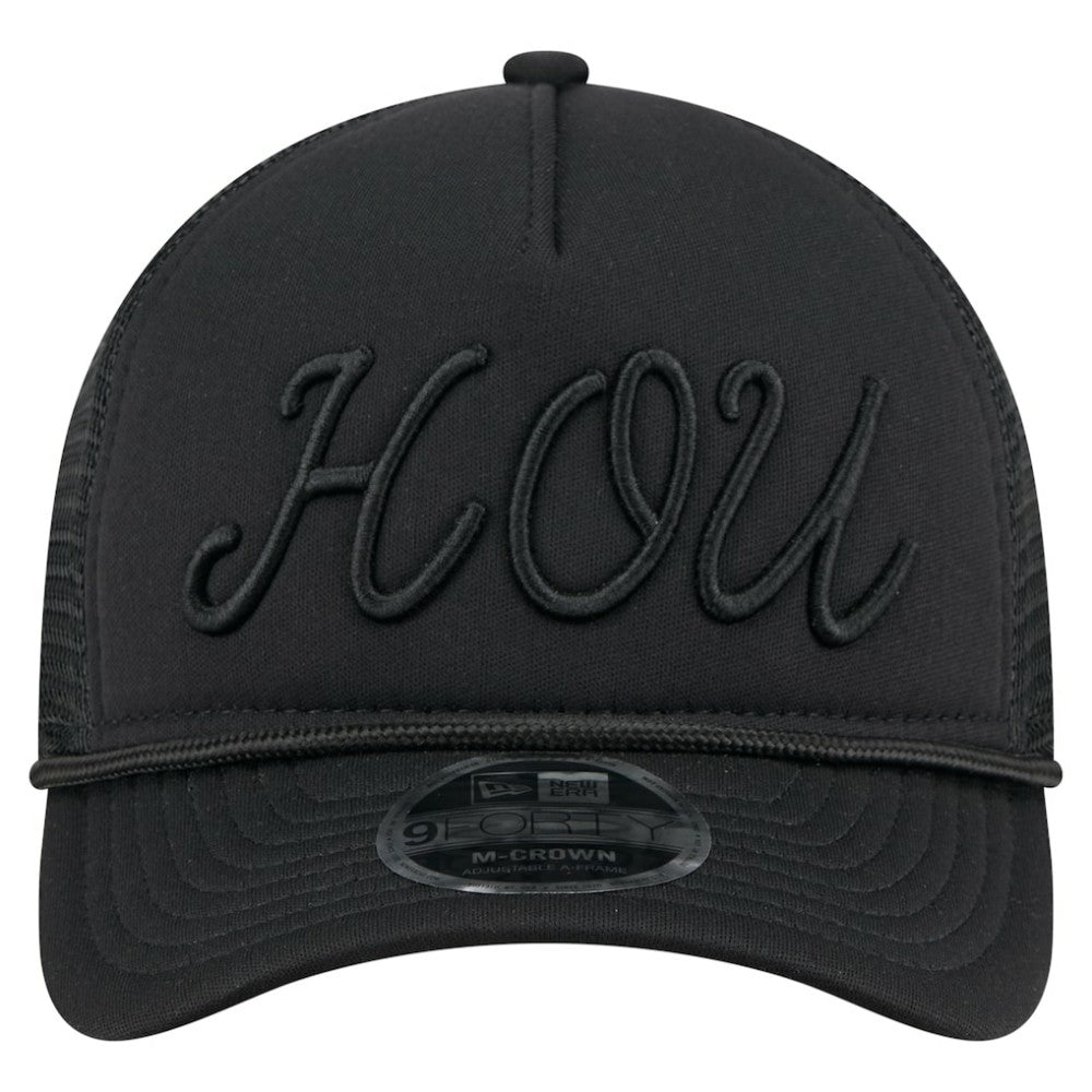 Houston Astros New Era City Initial 9FORTY A-Frame M-Crown Adjustable Trucker Hat - Black Hats