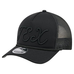 Texas Rangers New Era City Initial 9FORTY A-Frame M-Crown Adjustable Trucker Hat - Black Hats