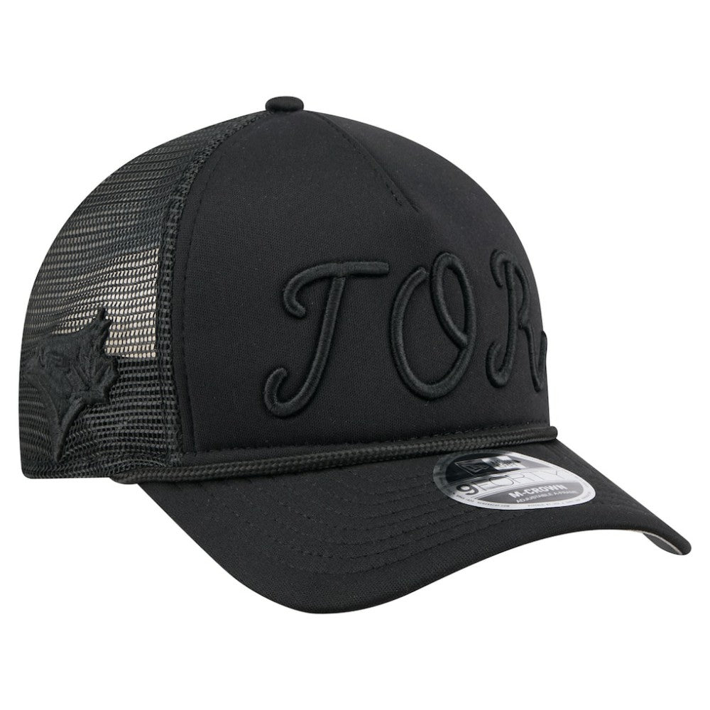 Toronto Blue Jays New Era City Initial 9FORTY A-Frame M-Crown Adjustable Trucker Hat - Black Hats