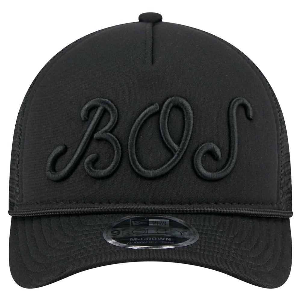 Boston Red Sox New Era City Initial 9FORTY A-Frame M-Crown Adjustable Trucker Hat - Black Hats