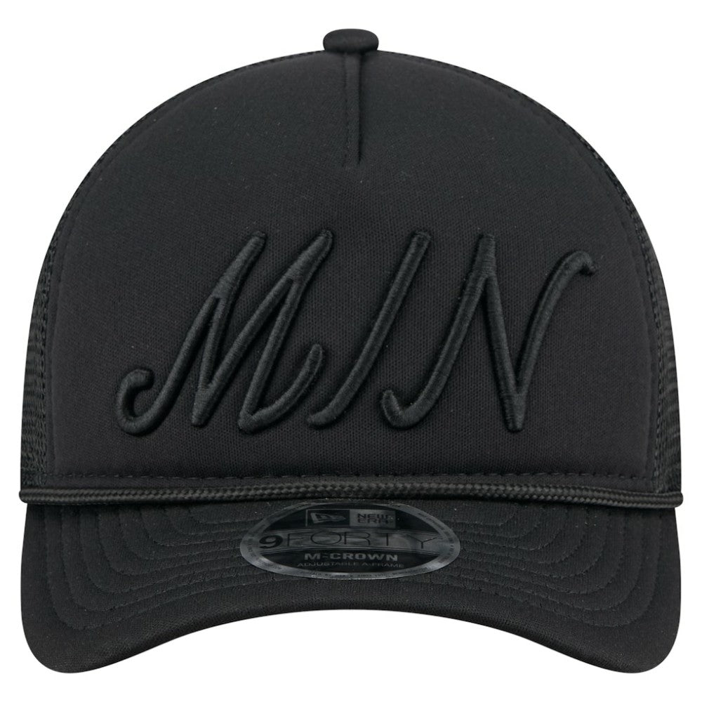 Minnesota Twins New Era City Initial 9FORTY A-Frame M-Crown Adjustable Trucker Hat - Black Hats
