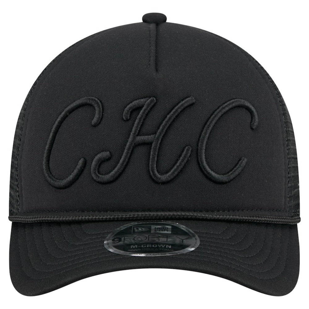 Chicago Cubs New Era City Initial 9FORTY A-Frame M-Crown Adjustable Trucker Hat - Black Hats